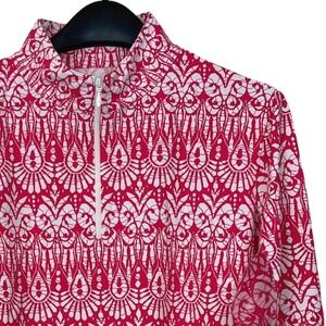 NEW IBKUL Barbara Golf 1/4 Zip Quarter Mock Neck Top Womens XL Watermelon $101